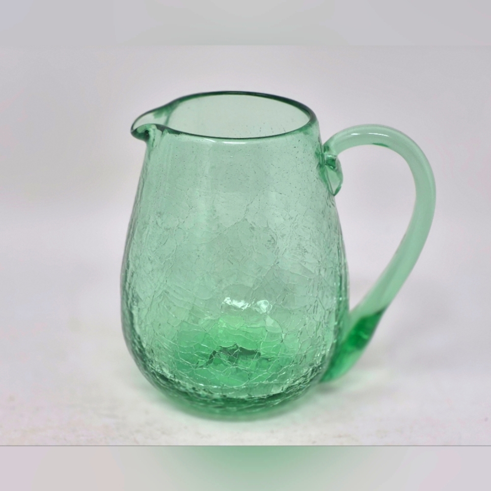 Green Crackle Glass Small Pitcher